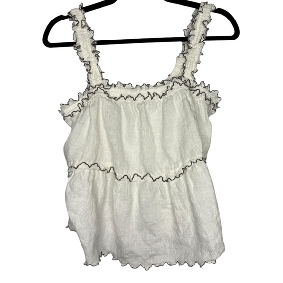 Rebecca Taylor La Vie Linen Ruffle Romantic Dainty Tank Top Size Medium - Picture 1 of 10